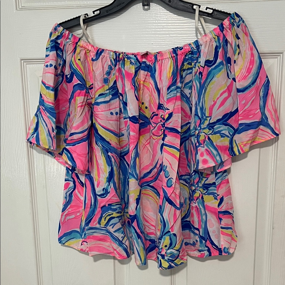 Lilly Pulitzer Pink and Blue Floral Blouse